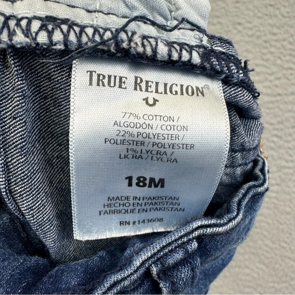 True Religion Shorts‎ Baby 18M Blue Denim Faded Whiskers Adjustable Stretch Tour